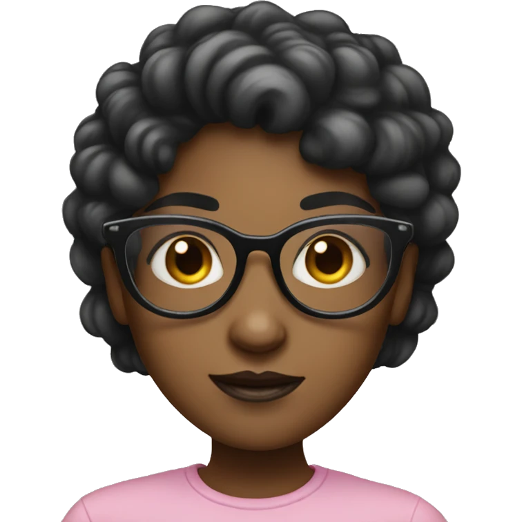 Twin tale girl with black circle glasses emoji