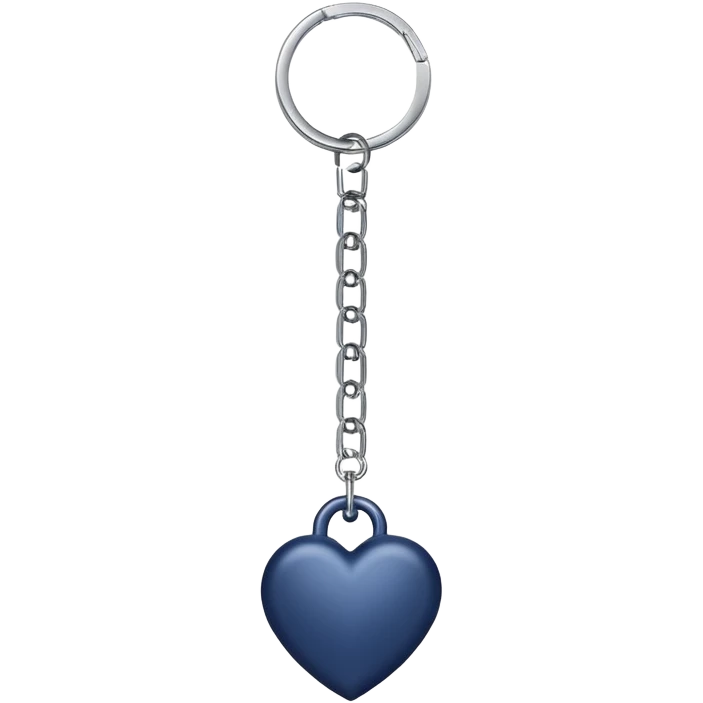 Navy blue heart with silver chains charm keychain emoji