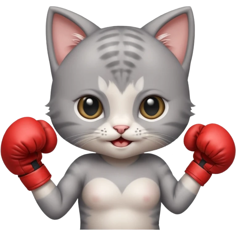 Very Happy cute Gray baby girl kitten boxing  emoji