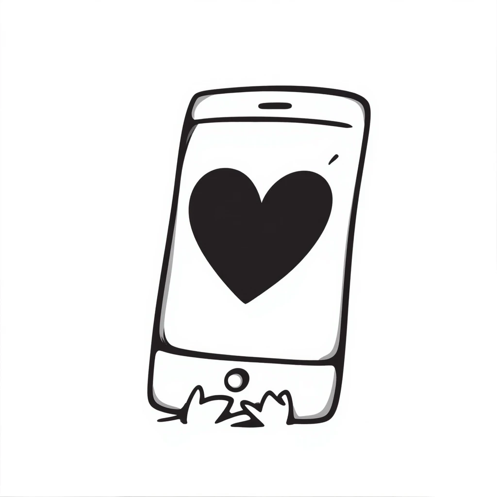 smartphone with a big heart emoji