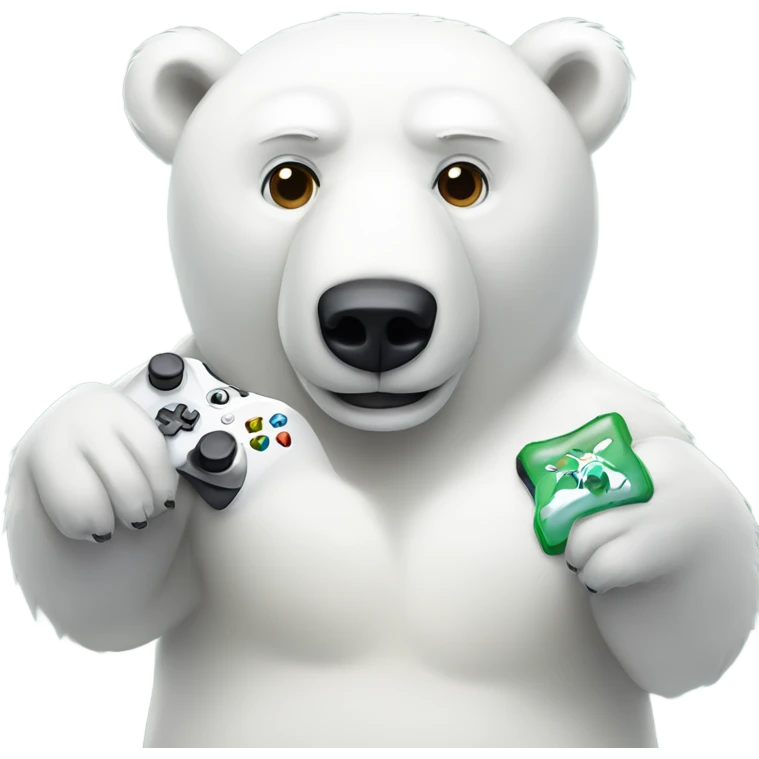 Polar bear playing on an Xbox emoji