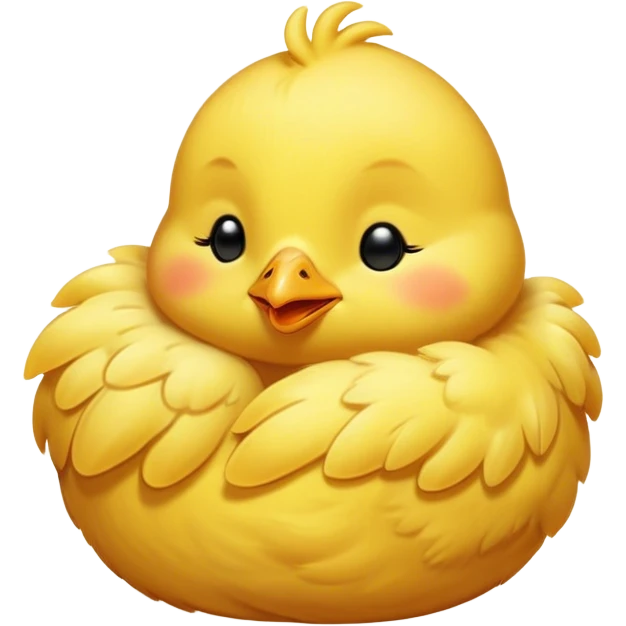 Meme-Worthy Cute Sleeping Yellow Baby Chicken Portrait Emoji, Head resting peacefully with a contented smile, showcasing a delightfully tiny build and a luxuriously soft bright yellow downy coat, eyes shut in a serene, restful nap, Simplified yet hilariously adorable features, highly detailed, glowing with a soft, drowsy light, high shine, relaxed and utterly lovable, stylized with an air of playful laziness, bright and heartwarming, soft glowing outline, capturing the essence of a comically sleepy chick, so meme-worthy it feels like it could instantly become the next viral sensation of adorable slumber! emoji