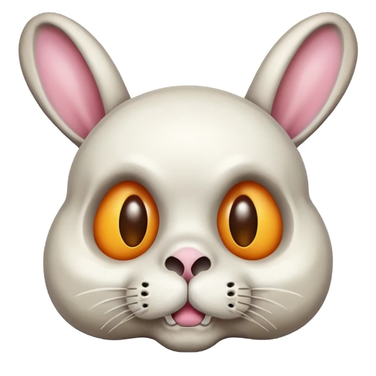 Give me an emoji of a cross eyed bunny that is combined with a 💀 that is also stressed out and overweight emoji