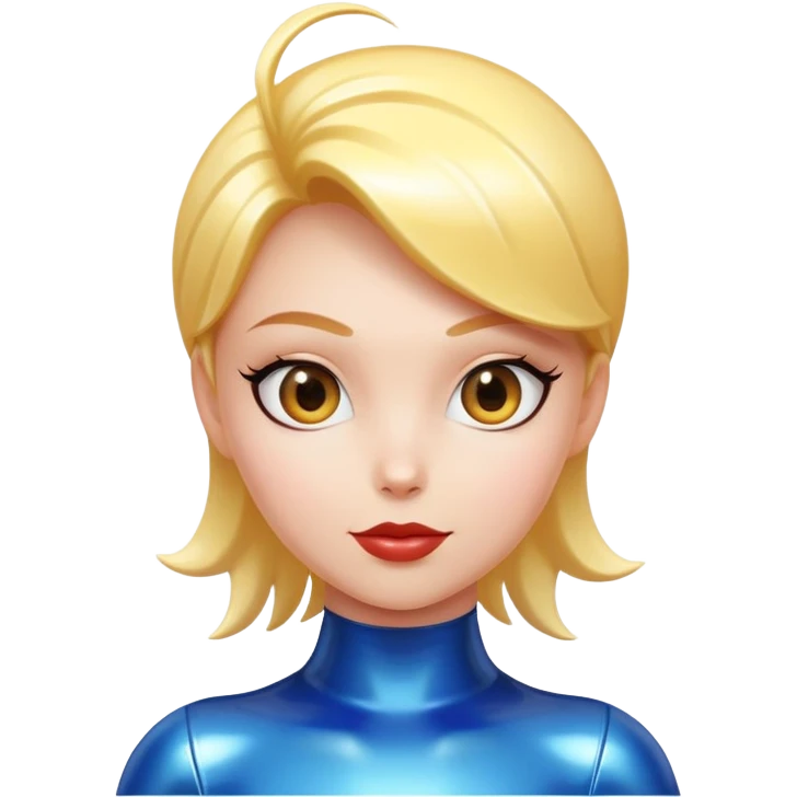 cartoon female character in a shiny latex suit emoji