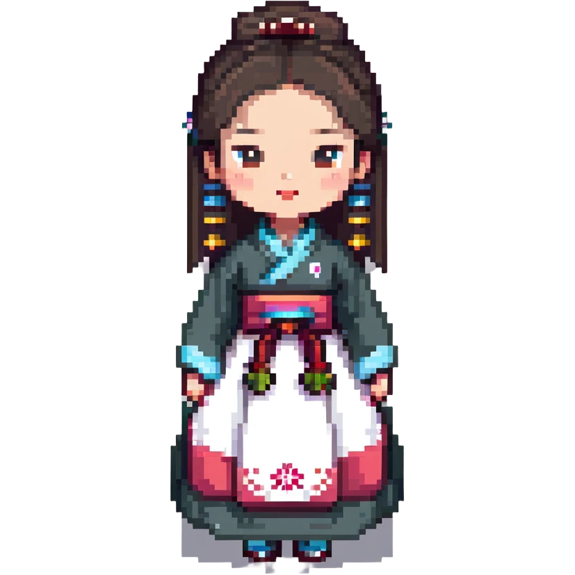 Korean girl in hanbok traditional dress emoji