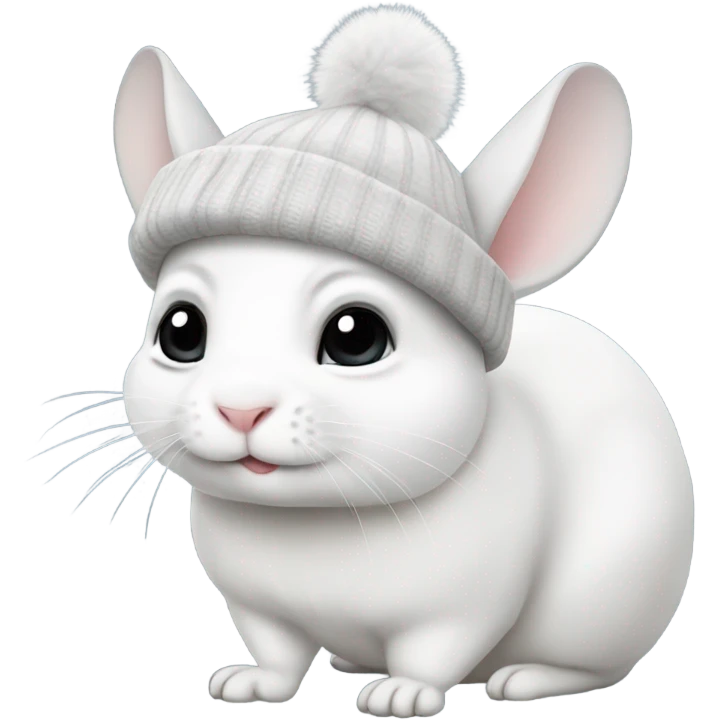 White chinchilla with beanie emoji