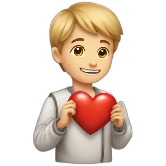 a boy who gives a red heart to a girl emoji