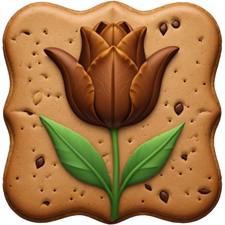 brown emojis of cookie, tulip, leaf, chocolate separately  emoji