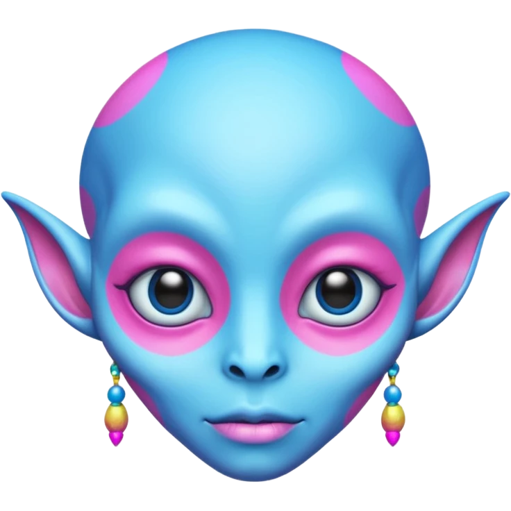 alien living in desert, pink/blue colorful, accessories, just face  emoji