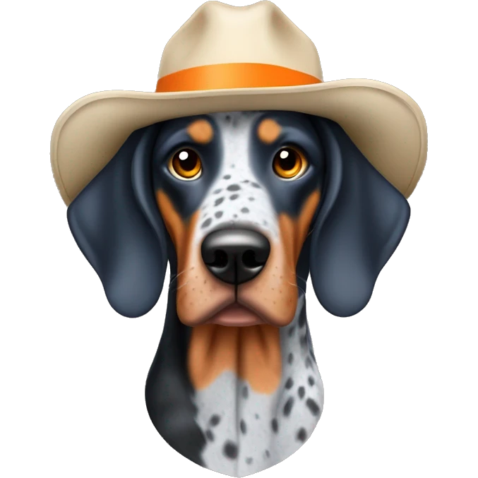 bluetick coonhound with Tennessee orange hat emoji
