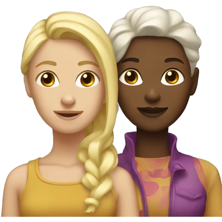 Blonde and brunette lesbian couple  emoji