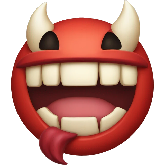 happy devil emoji biting its lip emoji