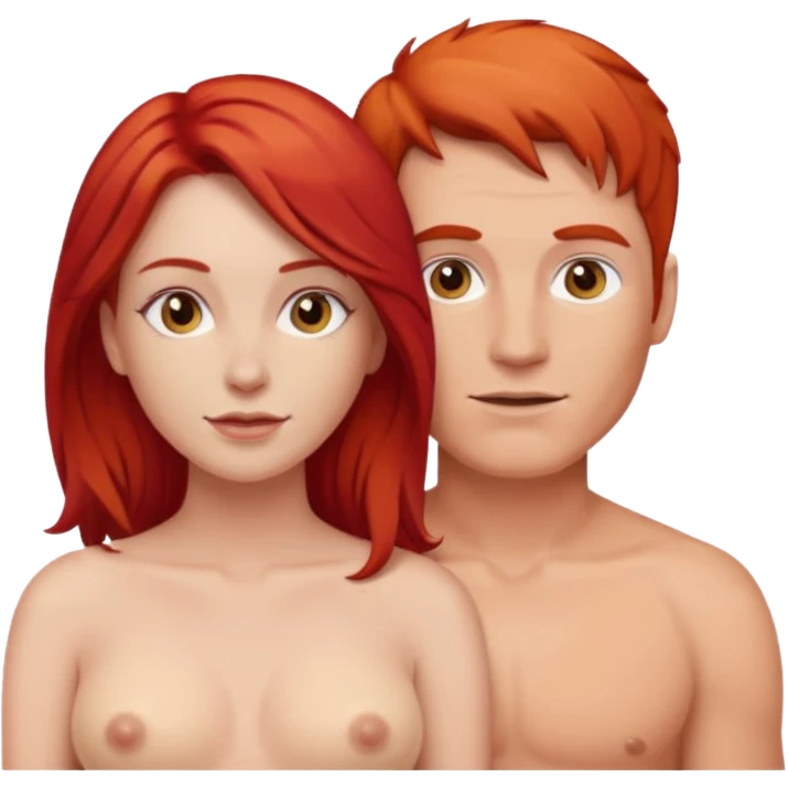 White Man and white woman with red hair emoji with no clothes emoji