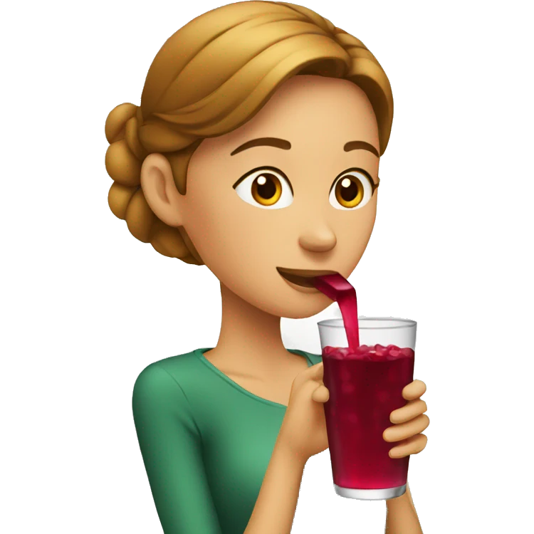 woman drinks cranberry juice emoji