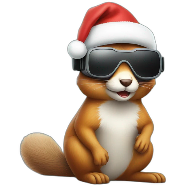 sitting christmas squirel wearing vr glasses emoji