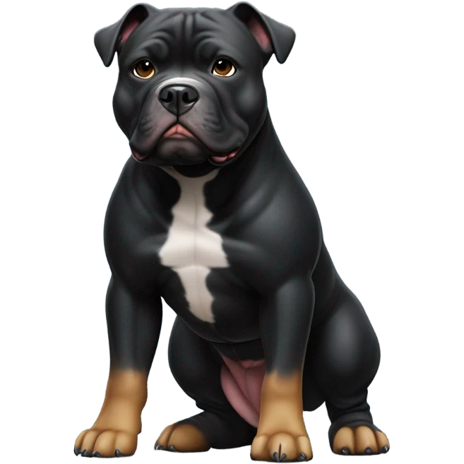99% Black American Bully with prong collar and e-collar. emoji