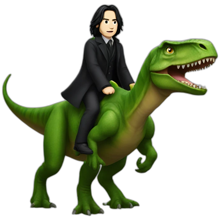 snape riding a dinosaur emoji
