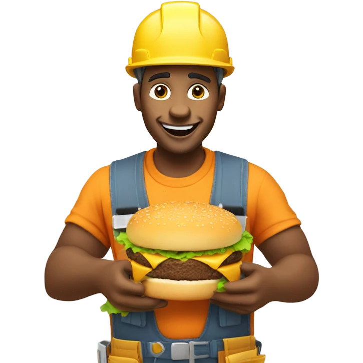 Construction worker eating a cheeseburger emoji