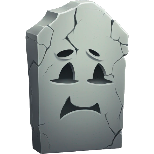 A cracked tombstone emoji