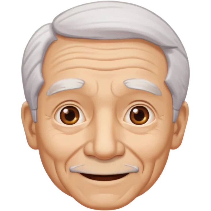 Abuelo hombre, ojos cafés, muchas arrugas, aspecto feliz, el pelo debe ser blanco no morado. emoji