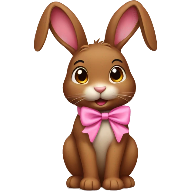 Brown bunny wearing pink bow  emoji