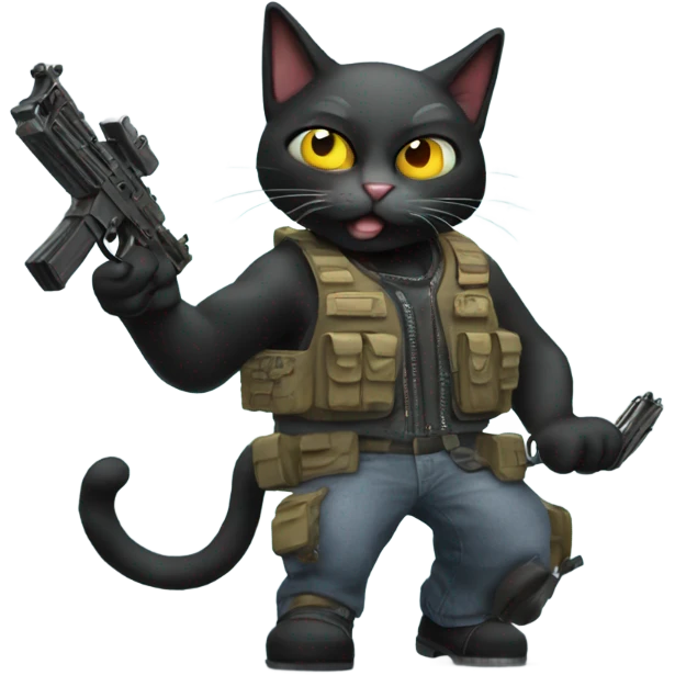 Crazy cat with machine guns emoji