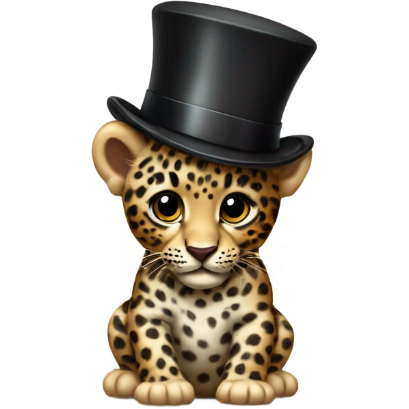 Baby ￼ leopard with a top hat on emoji