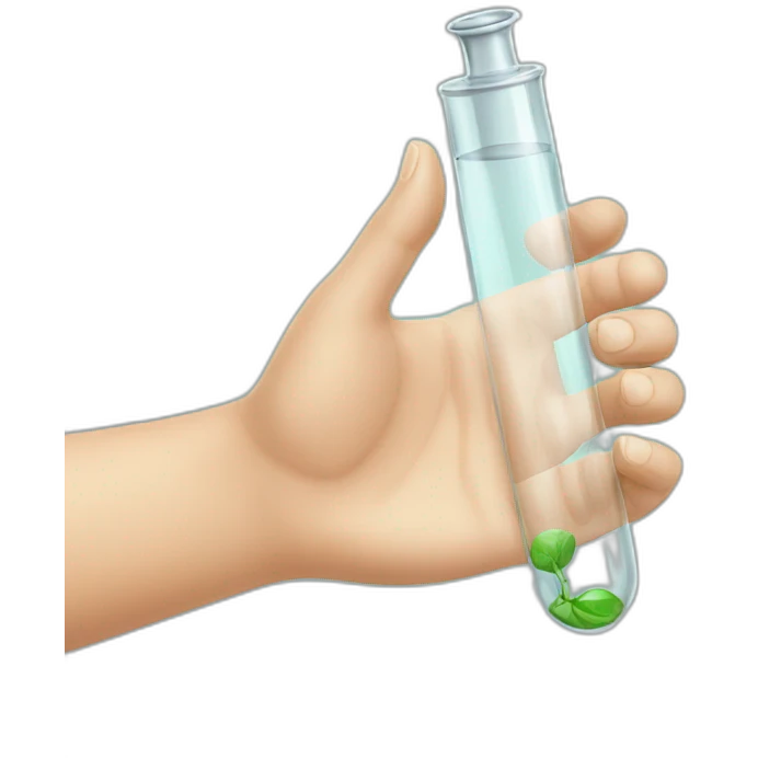 hand with vial glass tube emoji