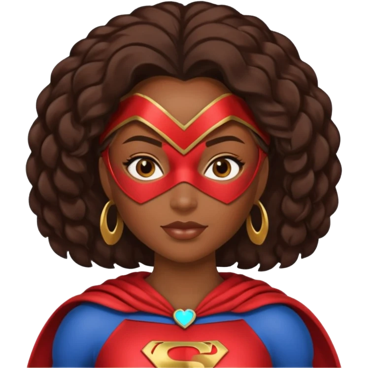create an emoji that shows financial aid as a black woman super hero at the heart of student success in higher education uplifting providing kind strong emoji