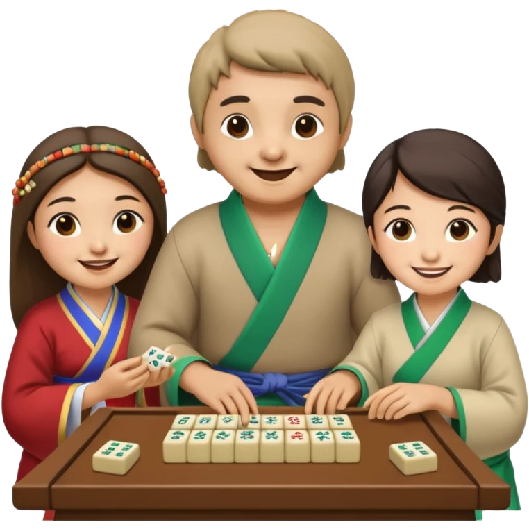 A sloth playing mahjong with two asian emoji