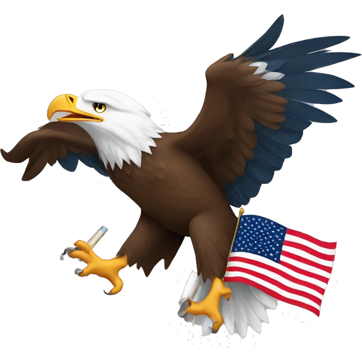 Bald eagle with cigar and American flag  emoji