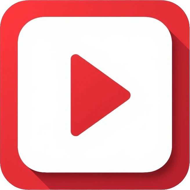 YouTube logo, play button inside rounded rectangle emoji