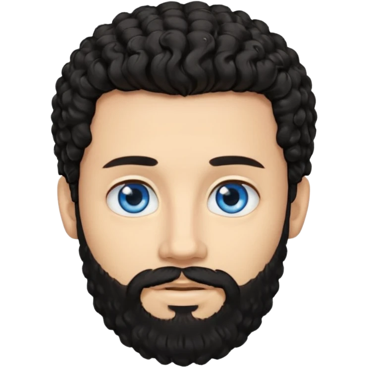 Man curly black hair blue eye and beard emoji