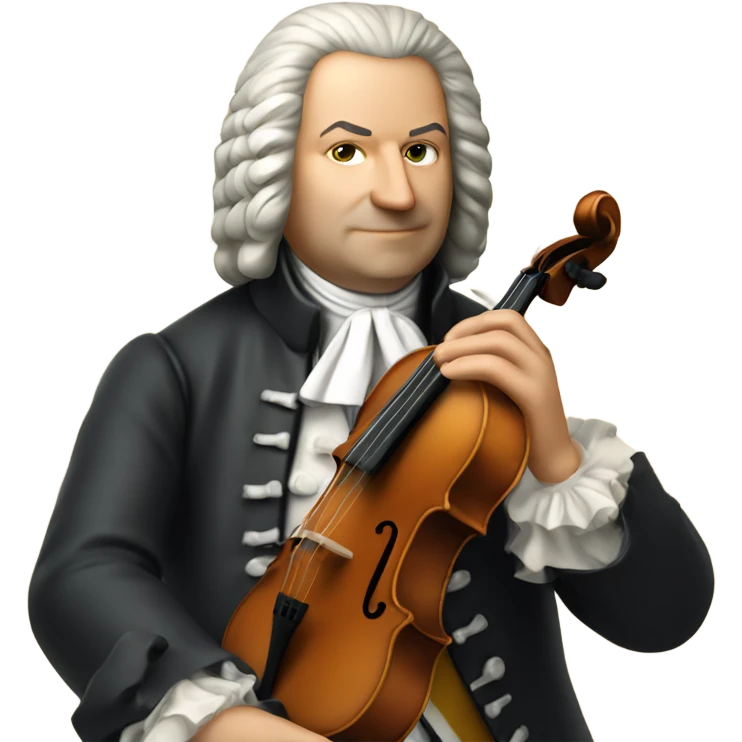 Johann Sebastian Bach holding violin emoji