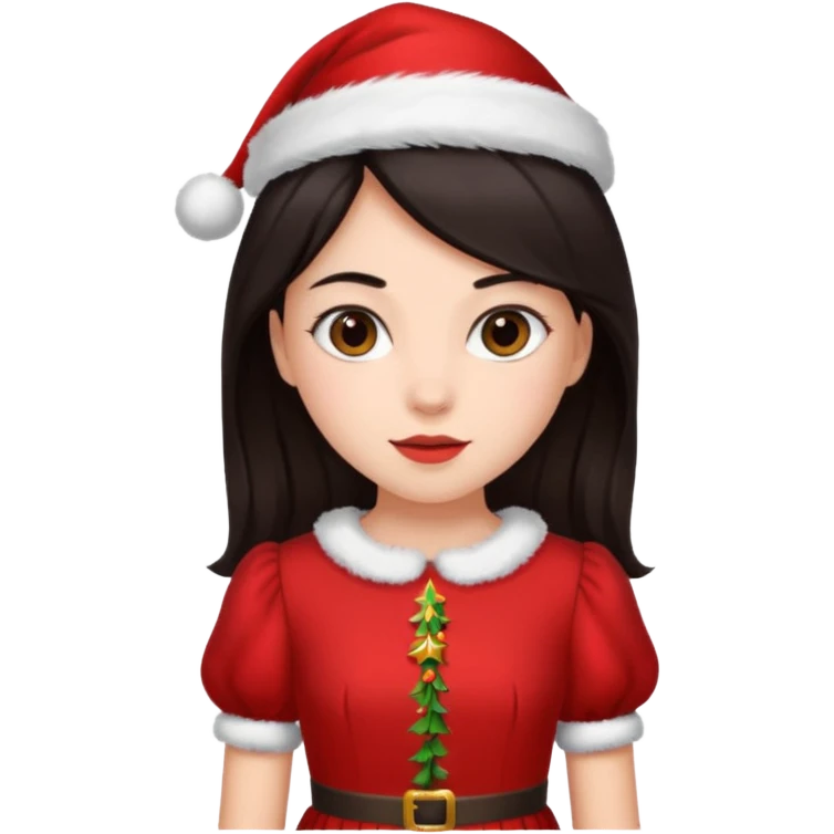 girl with dark hair in christmas clothes emoji