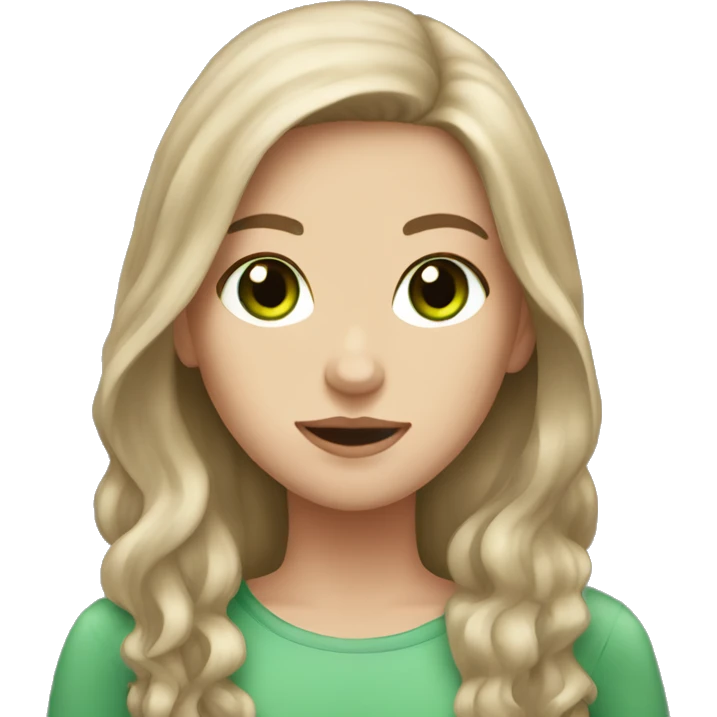White girl with long brown hair and green eyes emoji