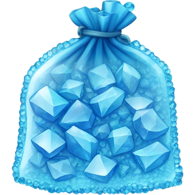 clear bag filled with blue crystals emoji