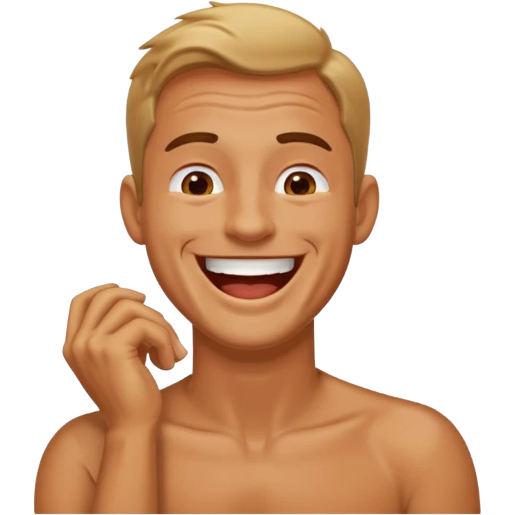 Man laughing and hold his neck emoji