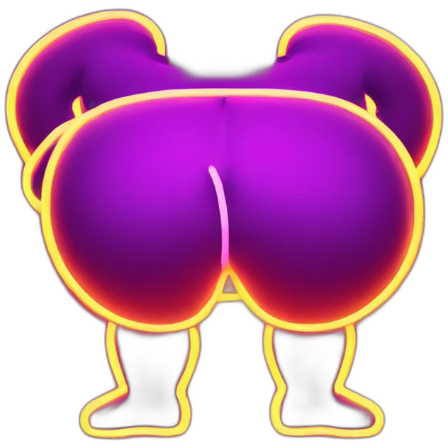 Juicy booty neon sign style man emoji