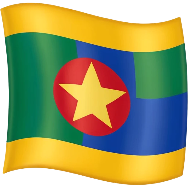 Kabylie flag emoji with blue, yellow, and green tricolor background and a bold red ⵣ (Yaz) symbol in the center, simple and clear for emoji use emoji