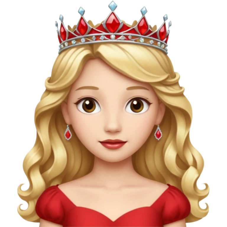 Princess in red Dress with Tiara, long wavy Blonde Hair emoji