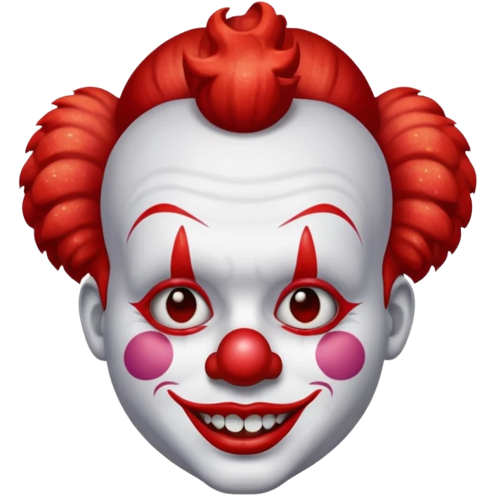 red glitter clown with the neutre facial expression emoji