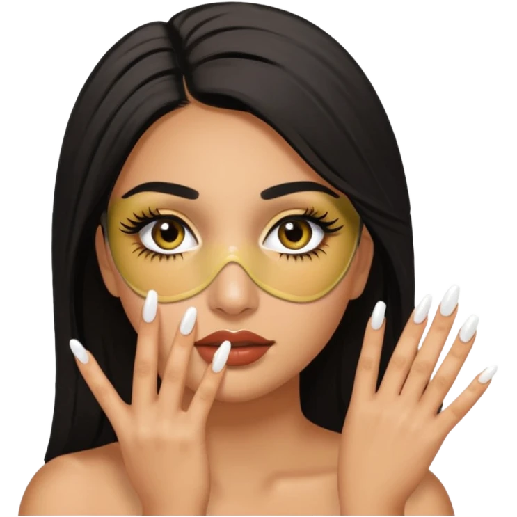 Baddie Latina emoji with fake lashes and white nails with cum covering her face emoji