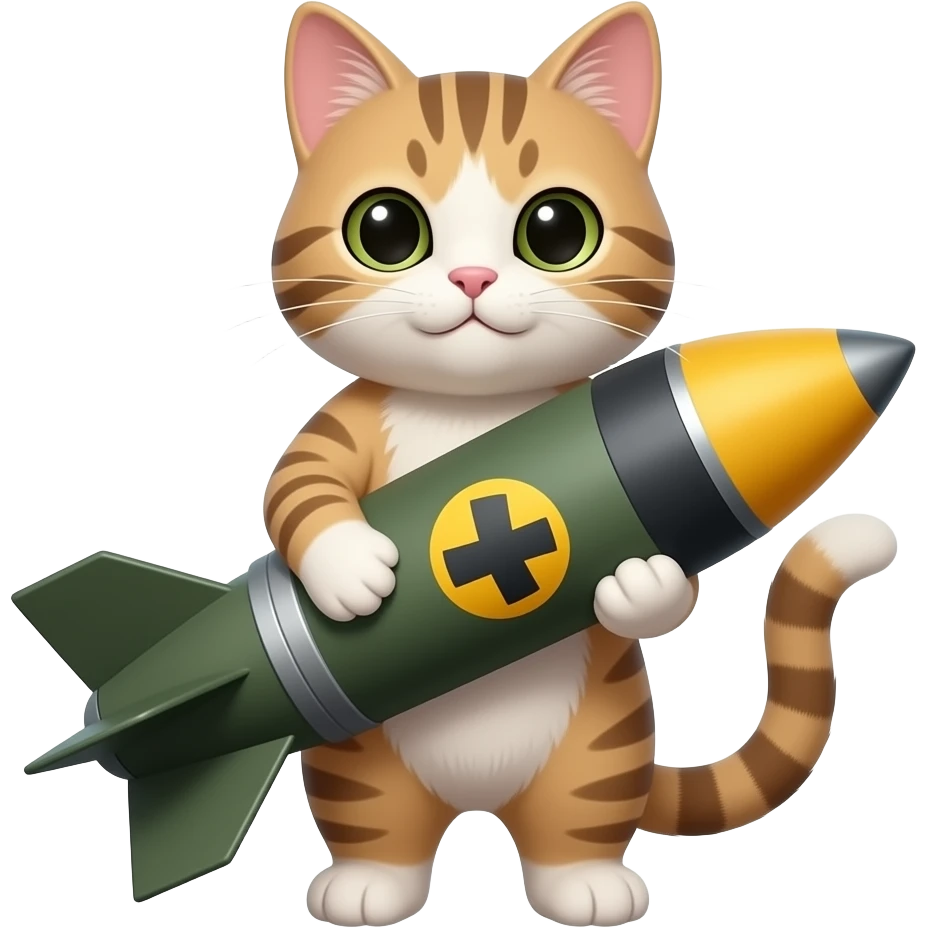 Cat holding a nuke emoji