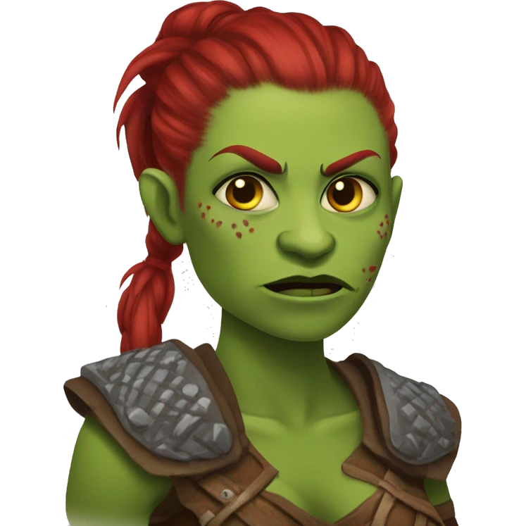 Berserker orc woman with red beard & red mohican emoji