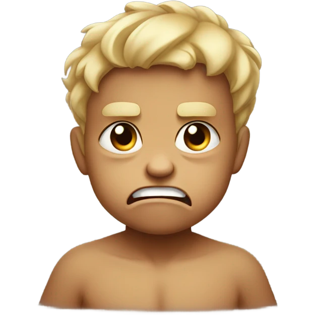 Angry toddler biting lip emoji
