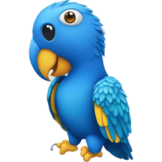 Blue parrot with laptop emoji