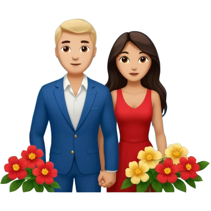 Couple traveling in Montenegro russian man and elegant  Latina girl delicate flowers and mountains in the background  emoji