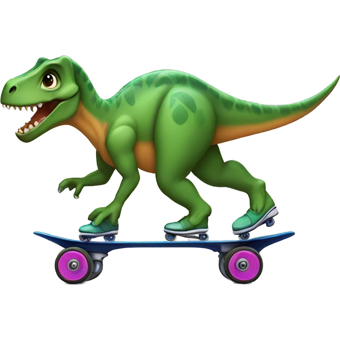 Dinosaur rollerskating emoji