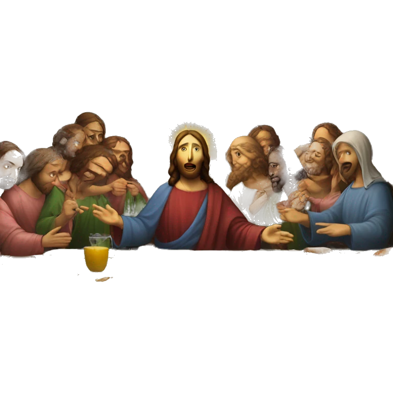 jesus in las supper from da vinci's painting emoji
